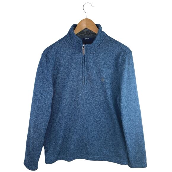 Izod Men's Blue Knit Quarter Zip High Neck Long Sleeve Pullover Sweater Top M - Picture 1 of 4